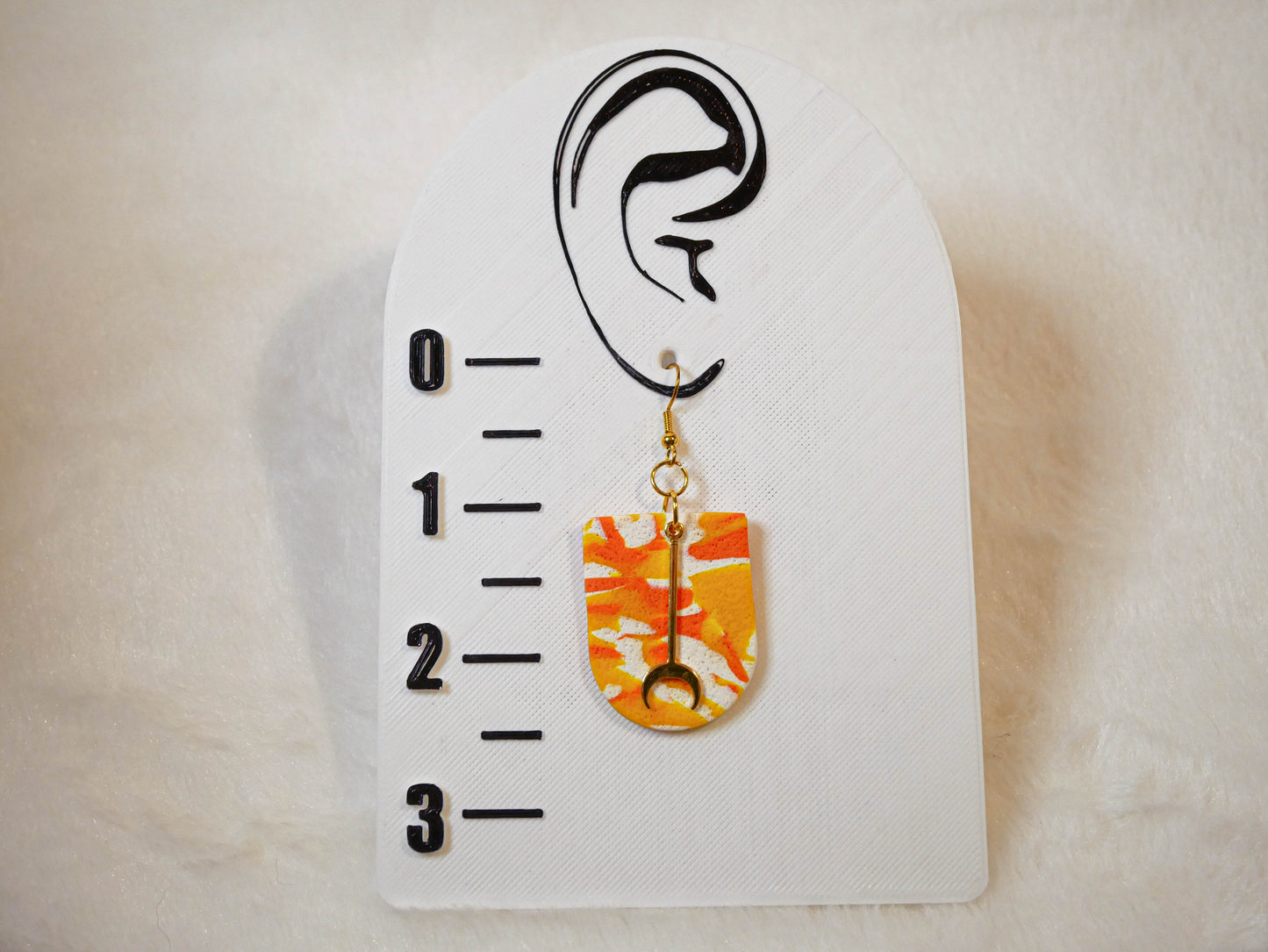 White, Yellow, & Orange Textured Dangles with Moon