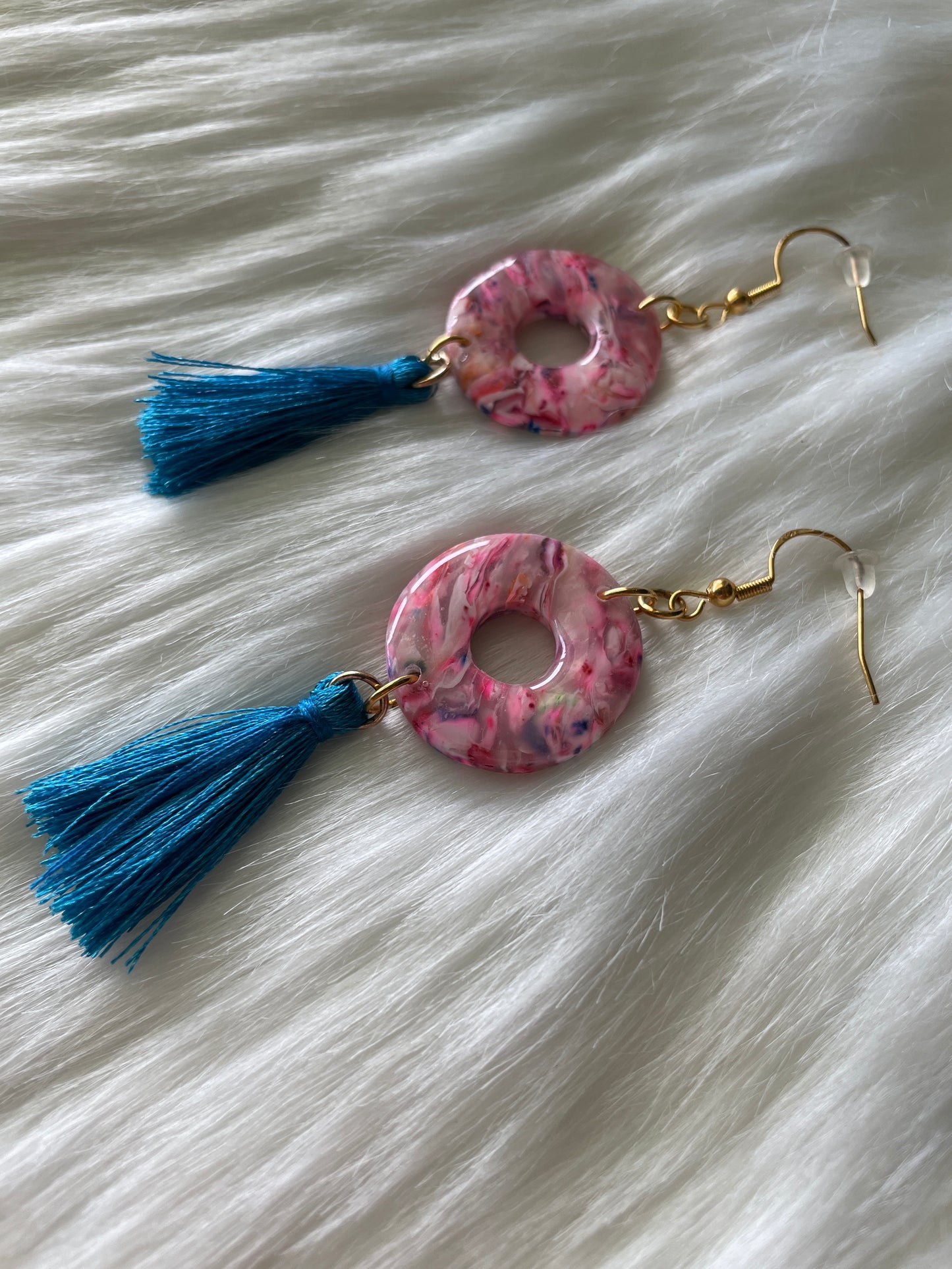 Multi colored pink round dangles