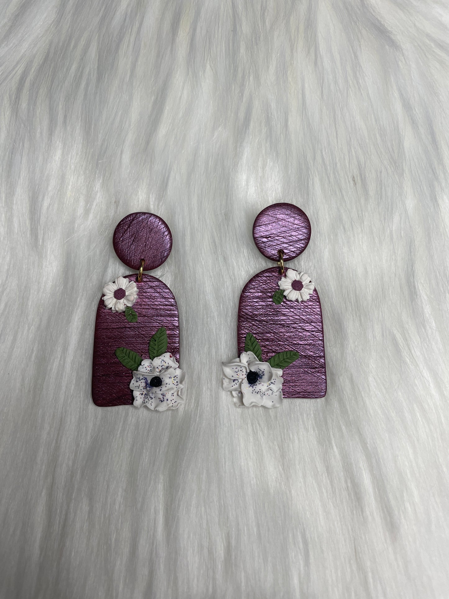 Burgundy floral dangles