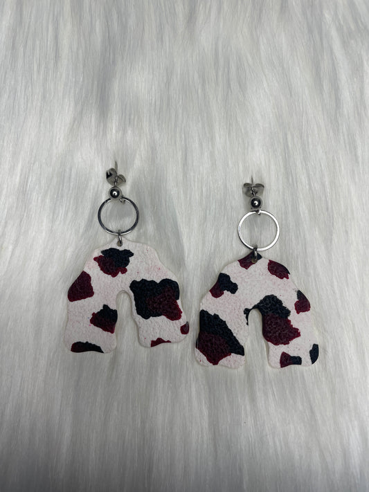 Garnet & Black Leopard Print Arch Dangles