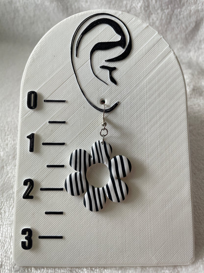 Black & white floral daisy dangle earrings | Halloween Earrings