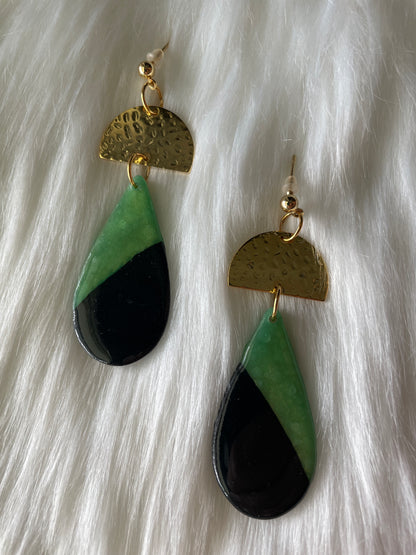 Black & Green Teardrop Dangles