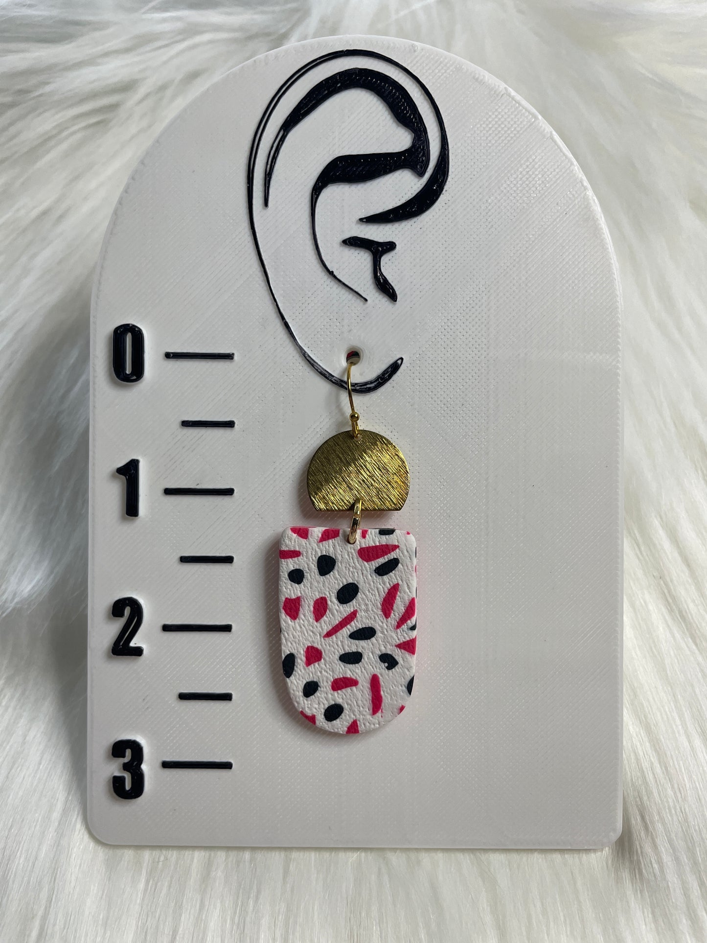 Pink and black spotted large Barbie dangles