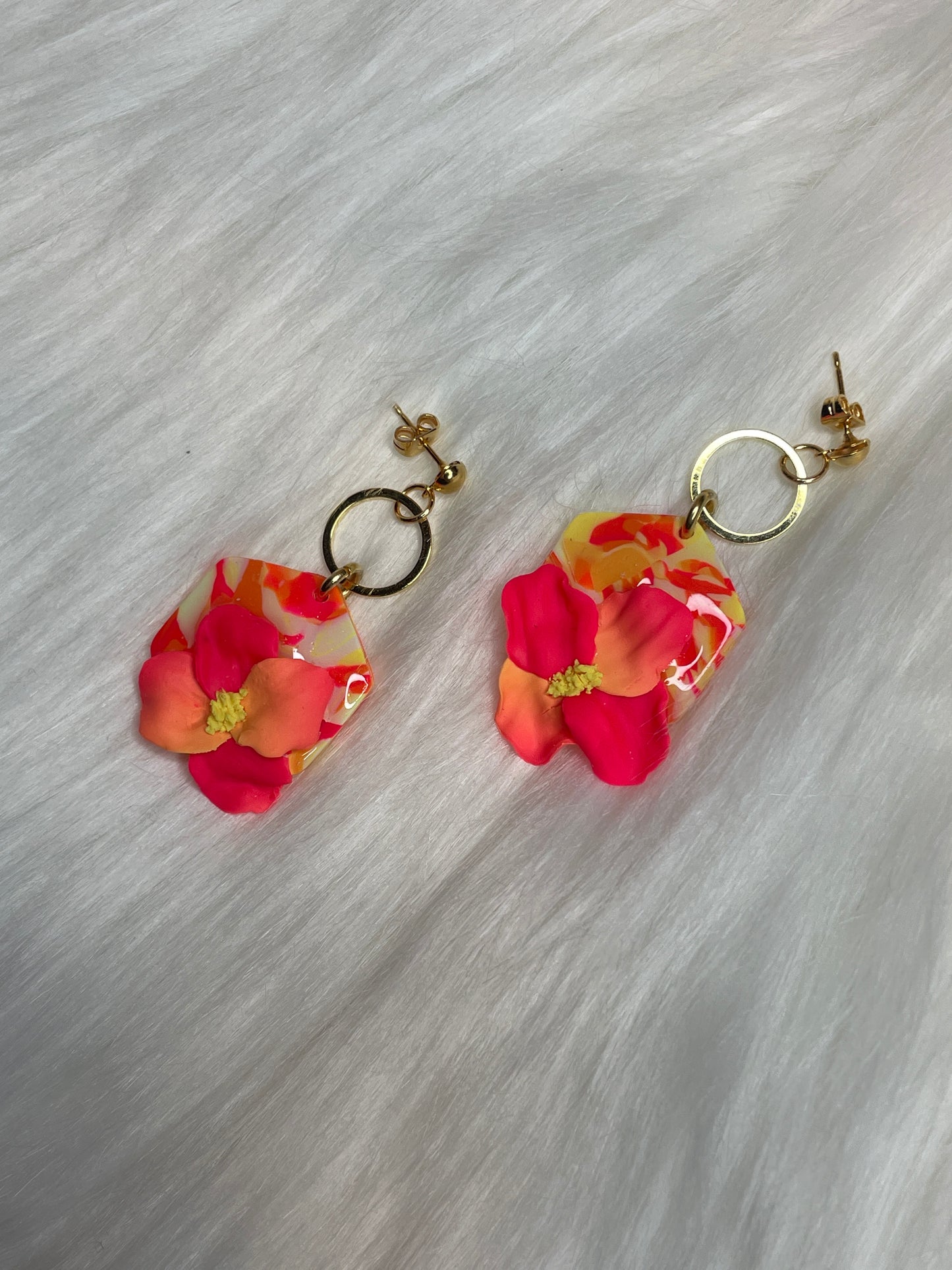 Floral marble dangles