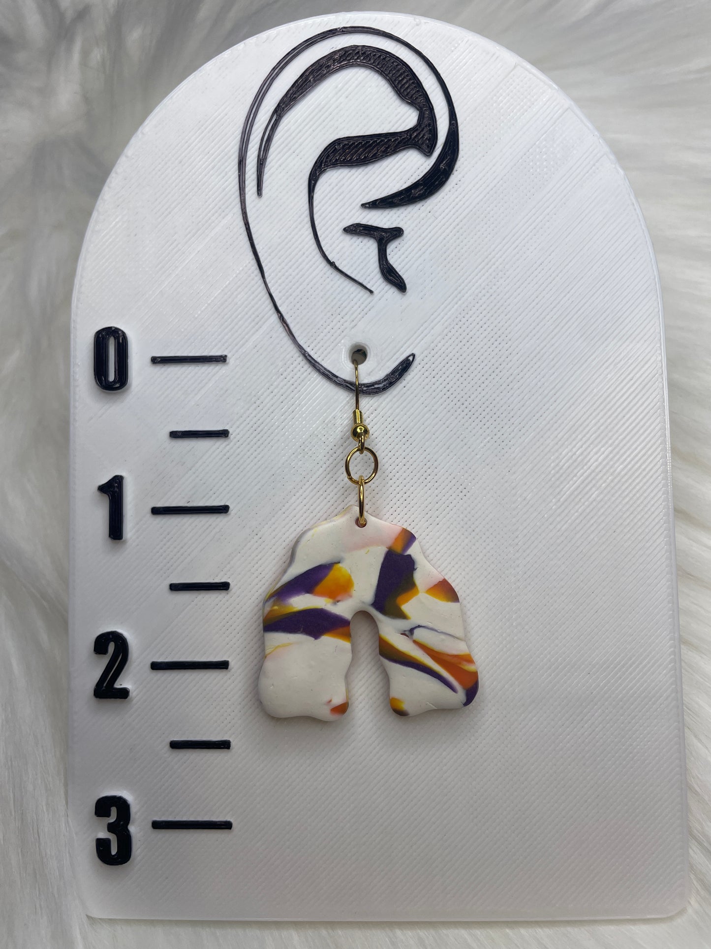 White, Orange, & Purple Striped Arch Dangles