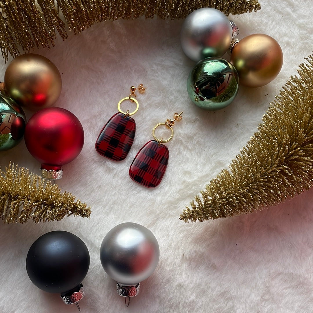 Gingham Holiday Dangles