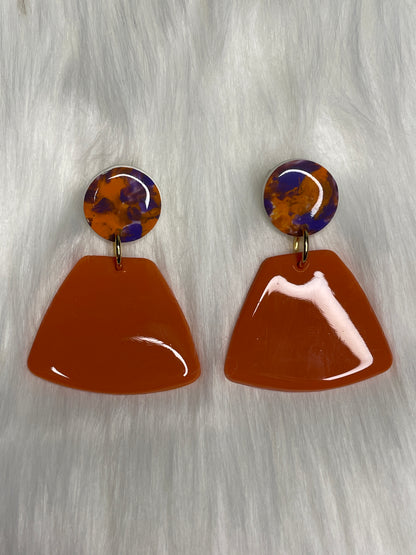 Orange and purple two tiered dangles