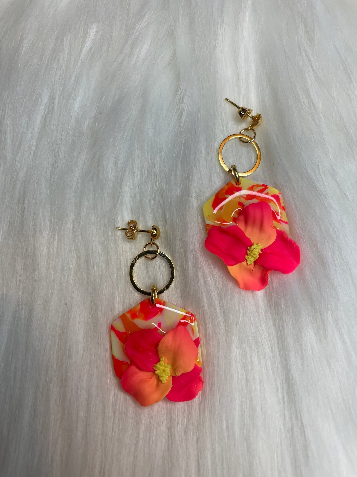 Floral marble dangles