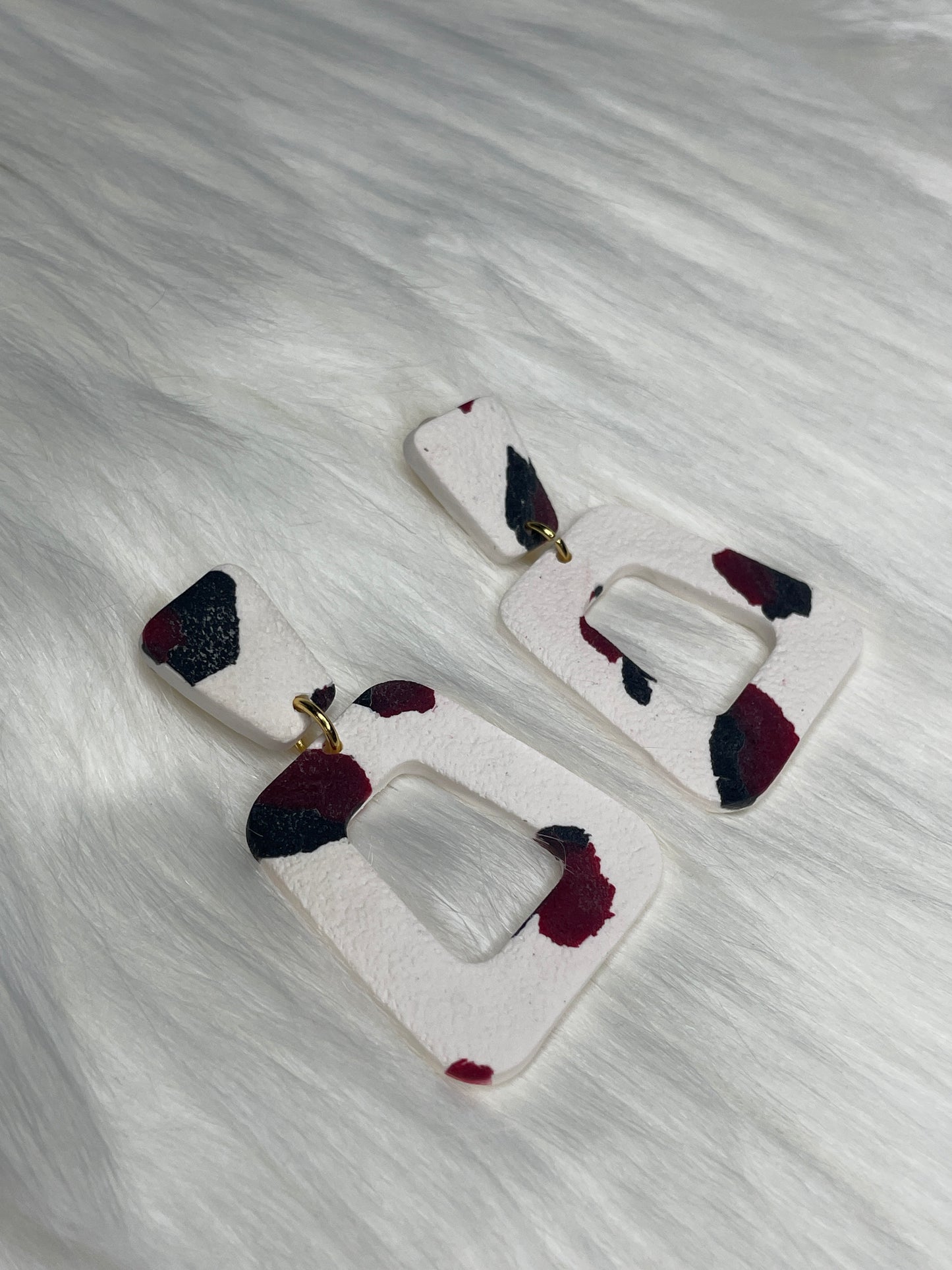 Garnet & Black Leopard Rectangle Dangles