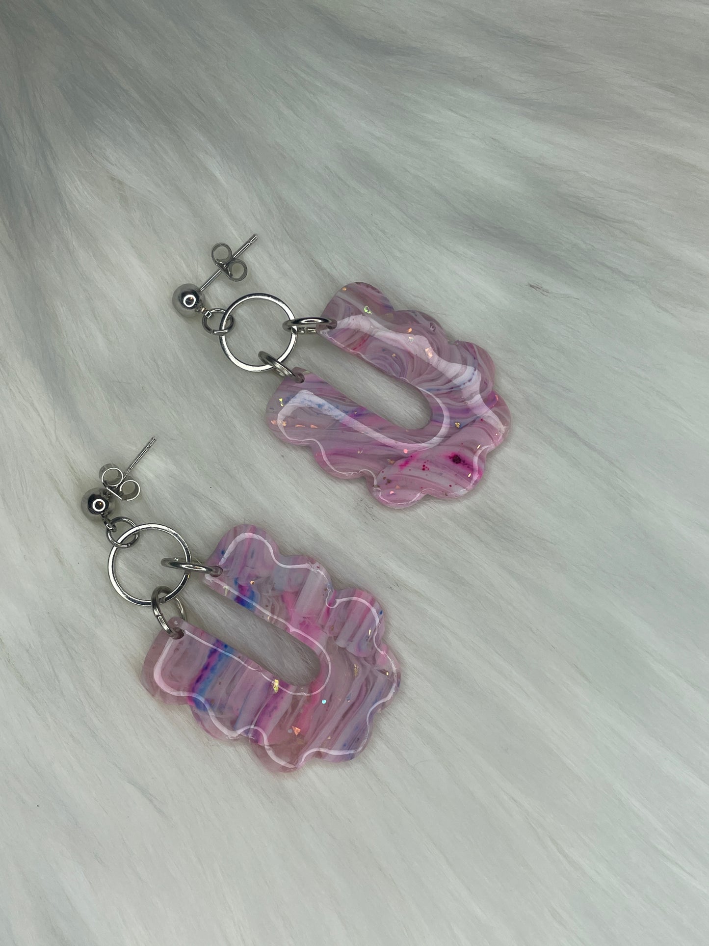 Cotton candy marbled dangles