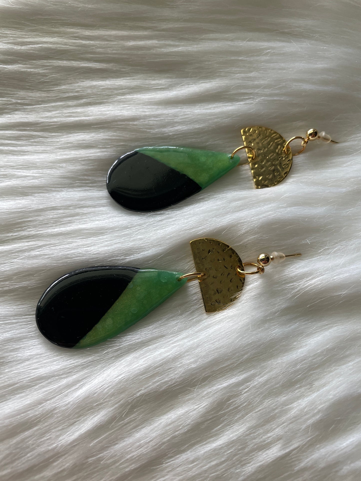 Black & Green Teardrop Dangles