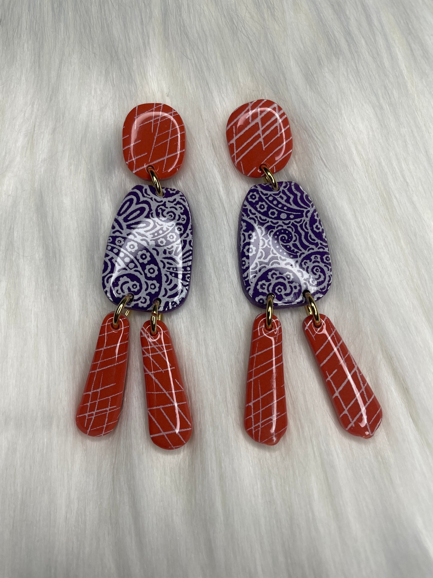 Three tiered paisley dangles | Gameday earrings | Fall earrings