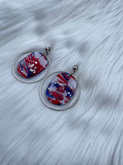 Red, white, and blue oval dangles