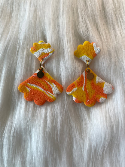 White, Yellow, & Orange Scalloped Dangles