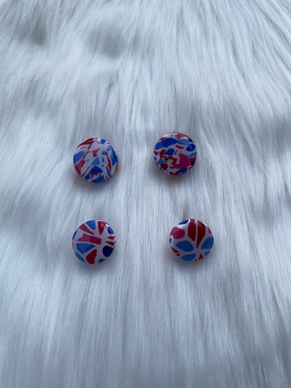 Red, white, and blue stud set