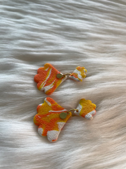 White, Yellow, & Orange Scalloped Dangles