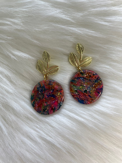 Round floral stained glass dangles