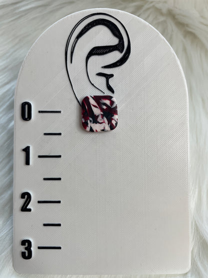 Garnet & Black Swirled Square Studs