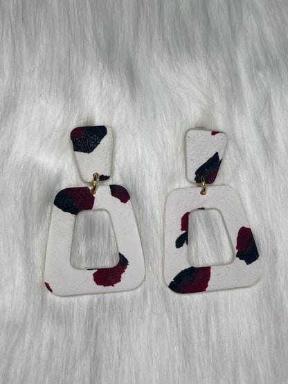 Garnet & Black Leopard Rectangle Dangles