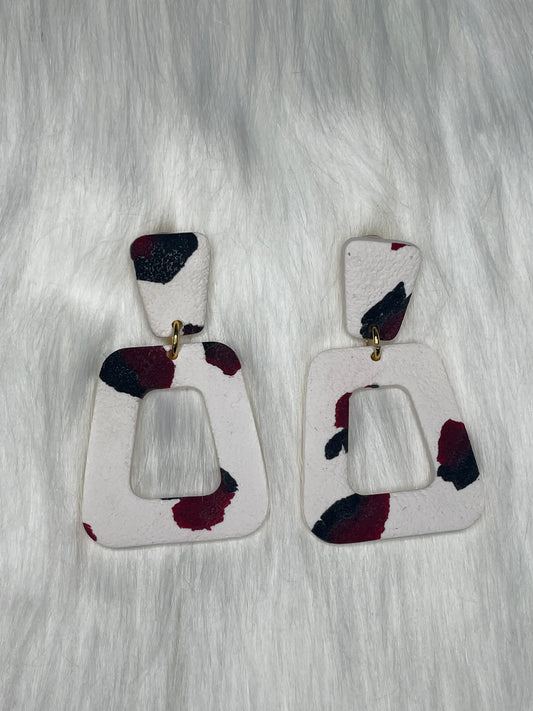 Garnet & Black Leopard Rectangle Dangles