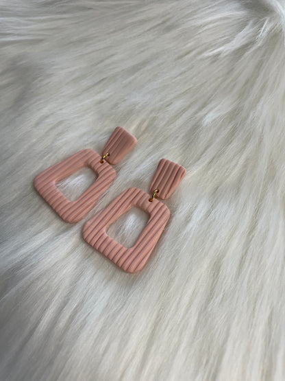 Soft Peach Rectangle Cutout Dangles