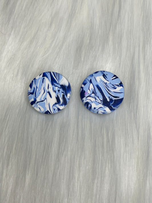 Navy, light blue, & white swirled studs