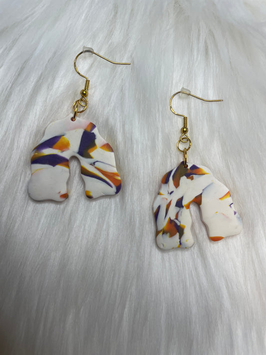 White, Orange, & Purple Striped Arch Dangles