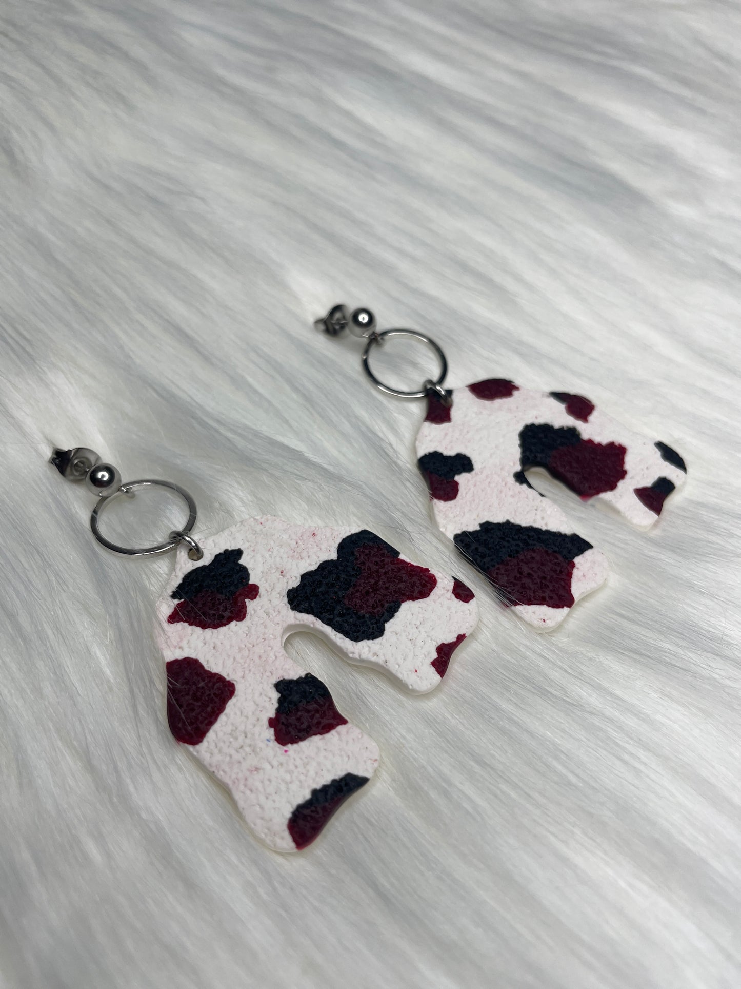 Garnet & Black Leopard Print Arch Dangles