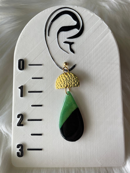 Black & Green Teardrop Dangles