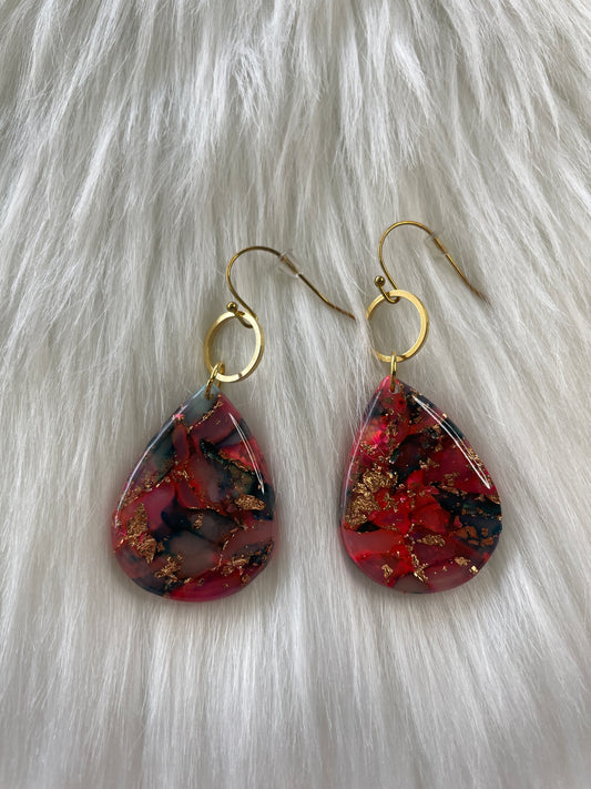 Two-tiered teardrop stained glass dangles