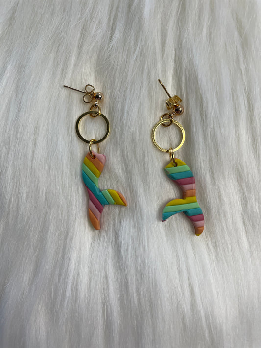 Multi colored mini mermaid dangles