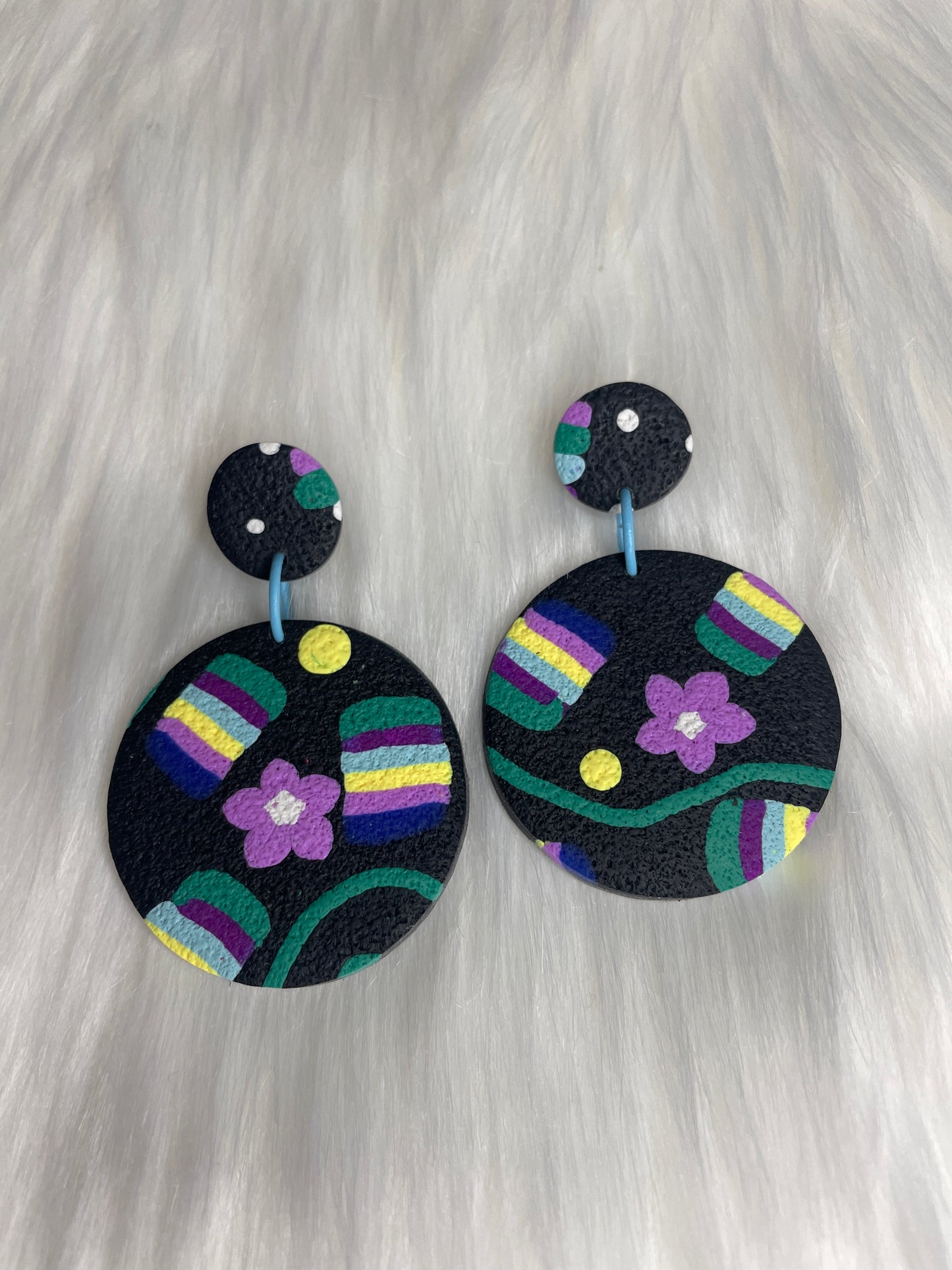 Retro Miami nights floral oversized round earrings