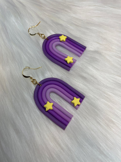 Ombre rainbow dangles with stars | Purple