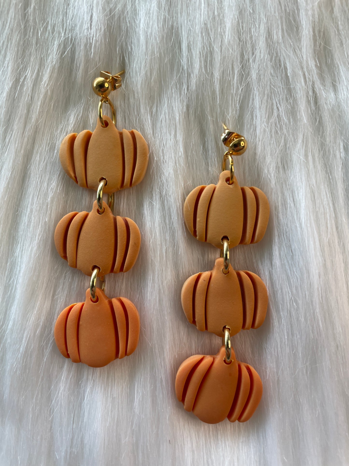 Three tiered ombre pumpkin dangle earrings | Halloween earrings