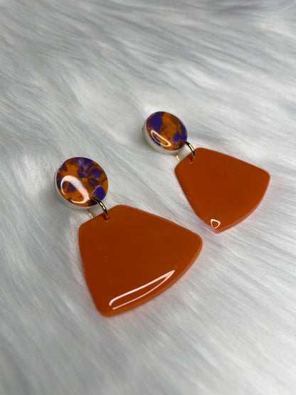 Orange and purple two tiered dangles