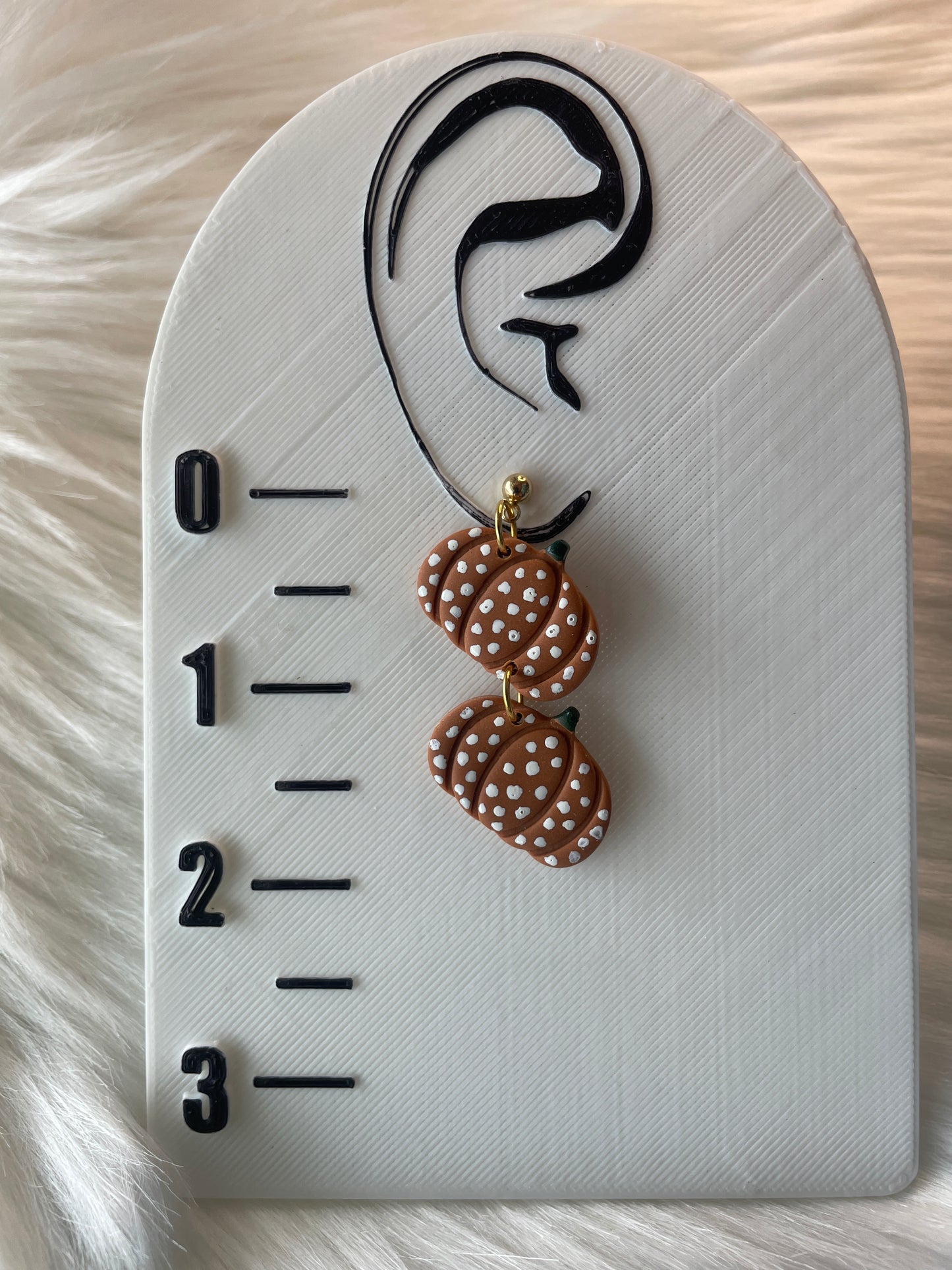 Polka dot pumpkin dangle earrings | Halloween earrings