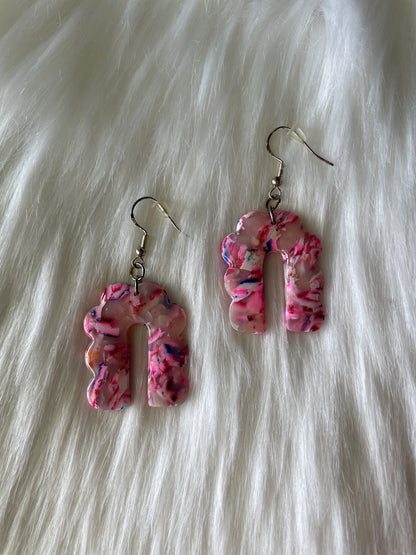 Multi colored pink scalloped dangles