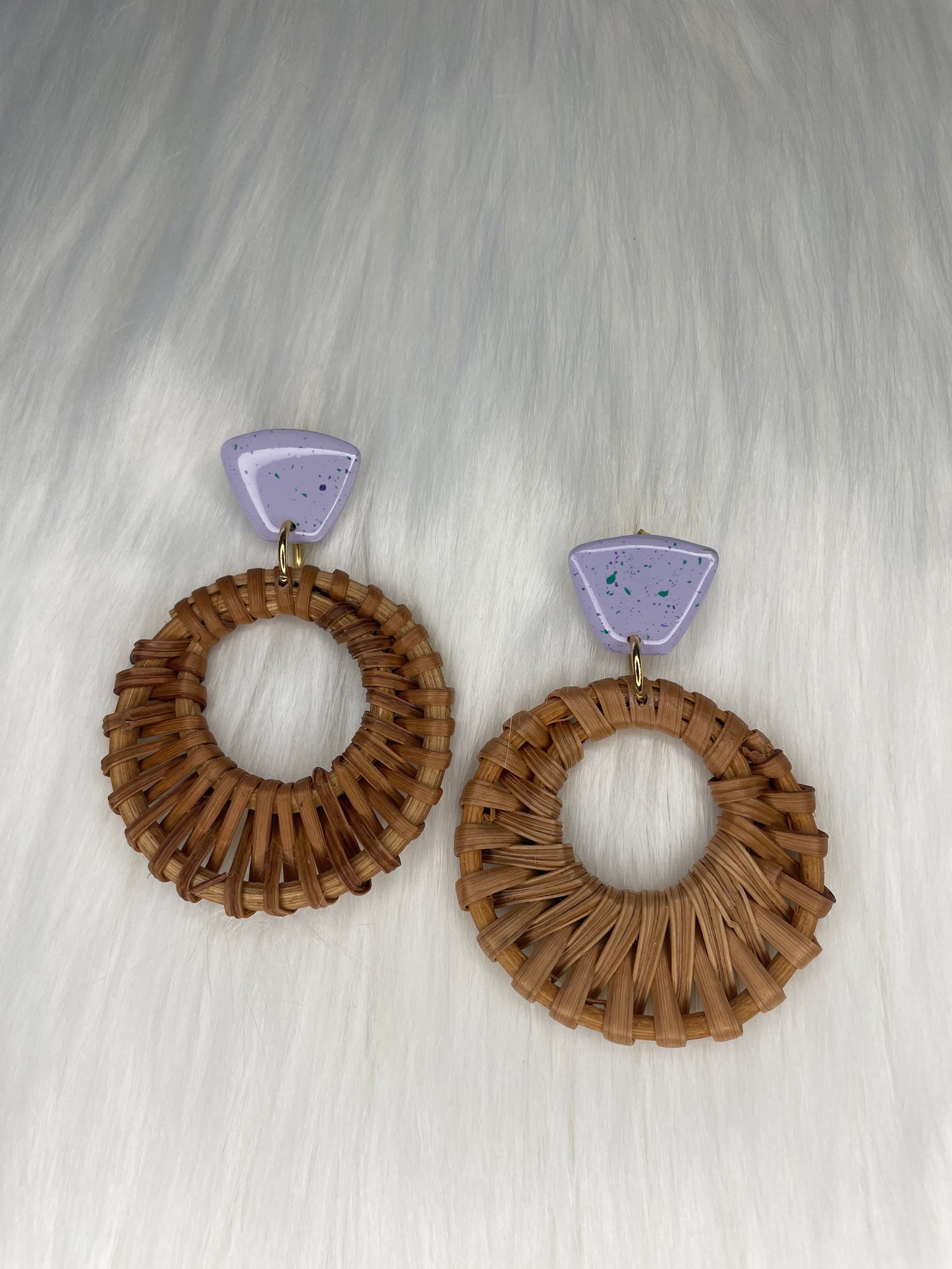 Purple and rattan dangles