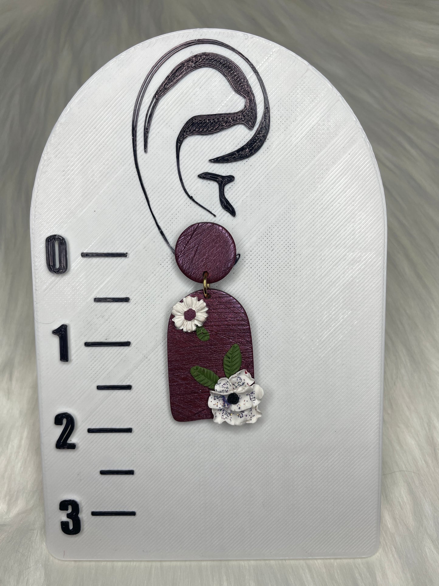 Burgundy floral dangles