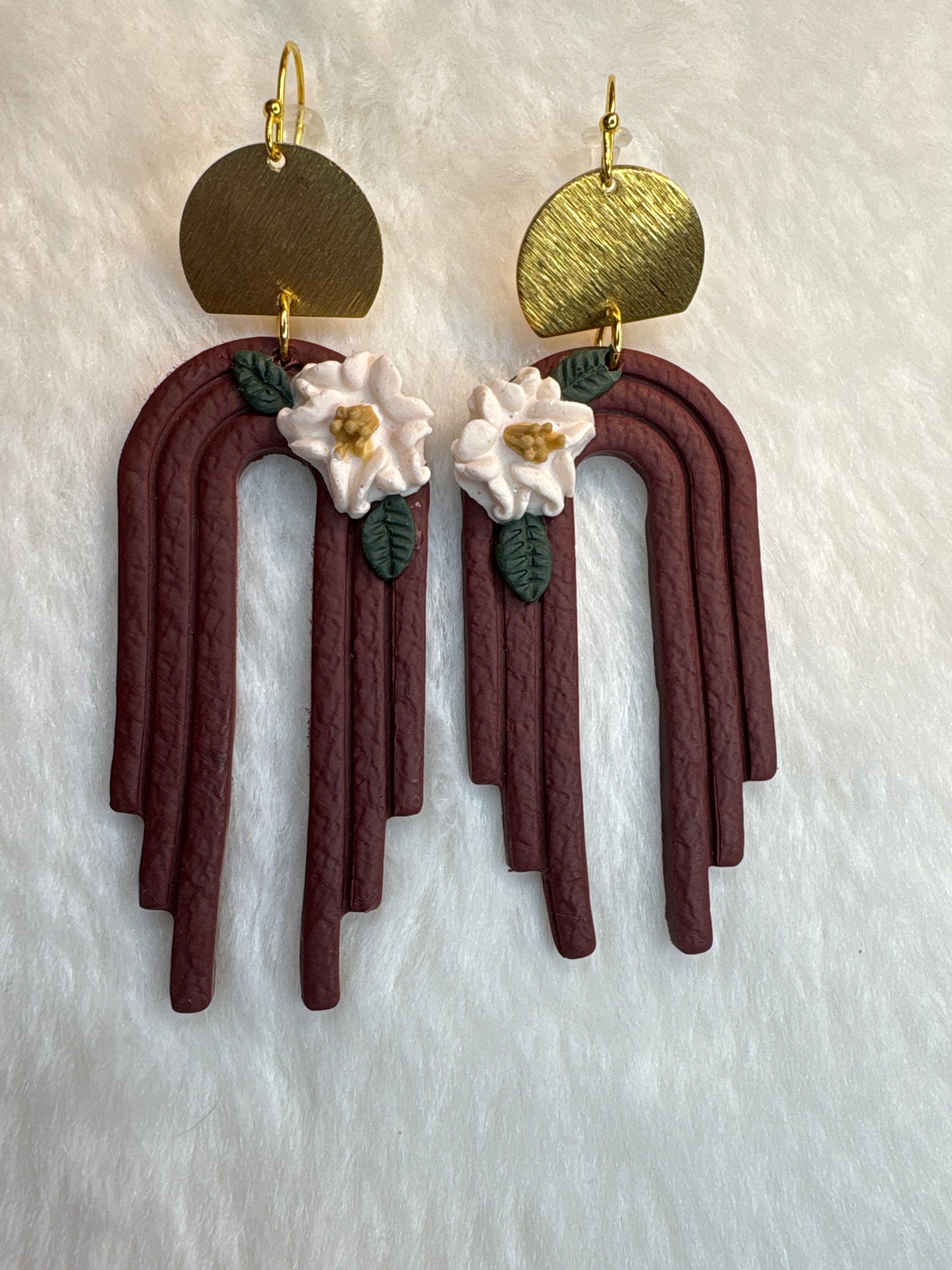 Burgundy floral holiday dangles