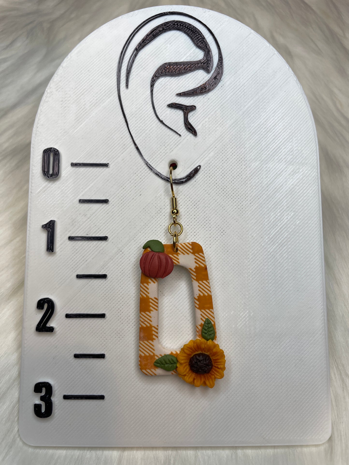 Pumpkin and sunflower gingham dangles