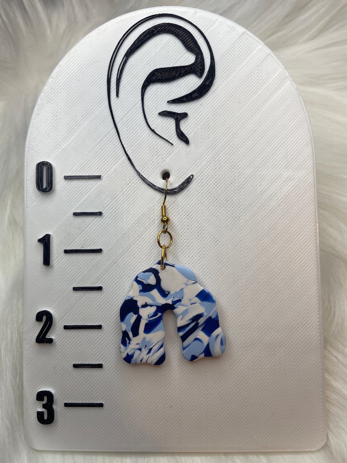 White, Light Blue, & Navy Striped Arch Dangles