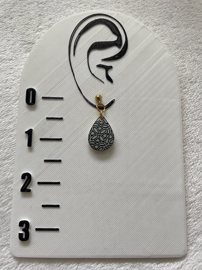 Black and white geometric teardrop dangles