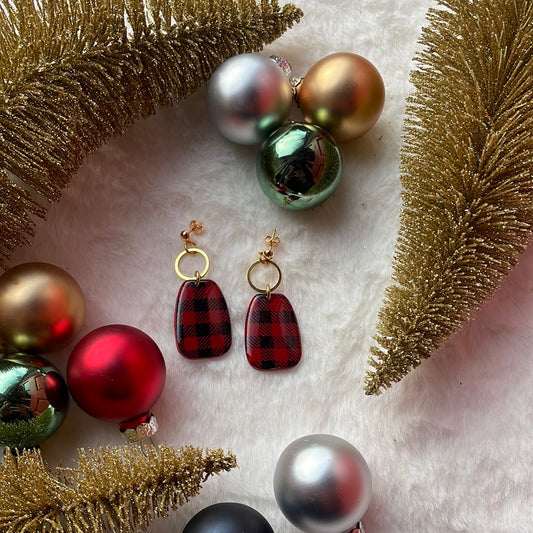 Gingham Holiday Dangles