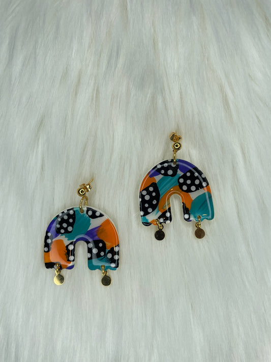 Scalloped Rainbow dangle earrings | Halloween Earrings