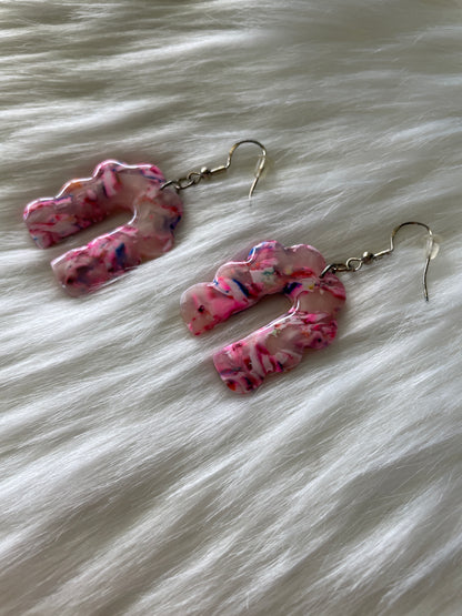 Multi colored pink scalloped dangles