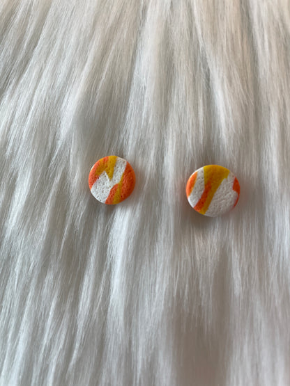 White, Yellow, & Orange Textured Round Studs