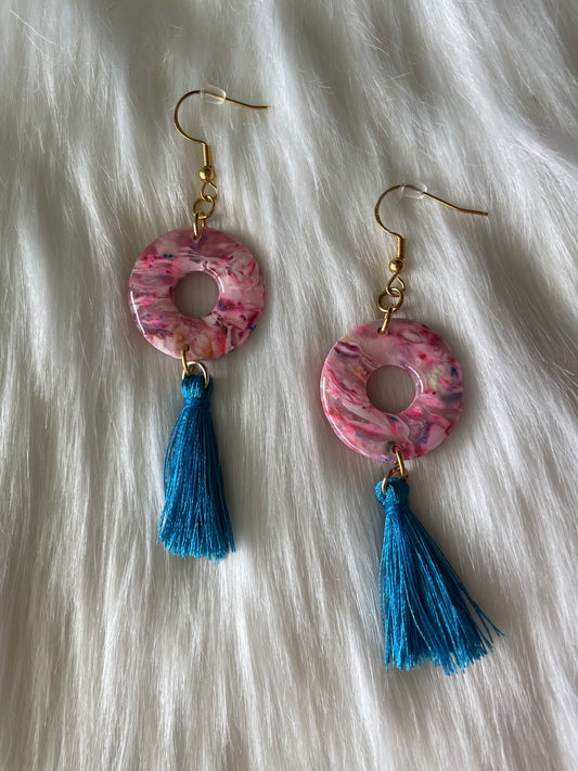 Multi colored pink round dangles