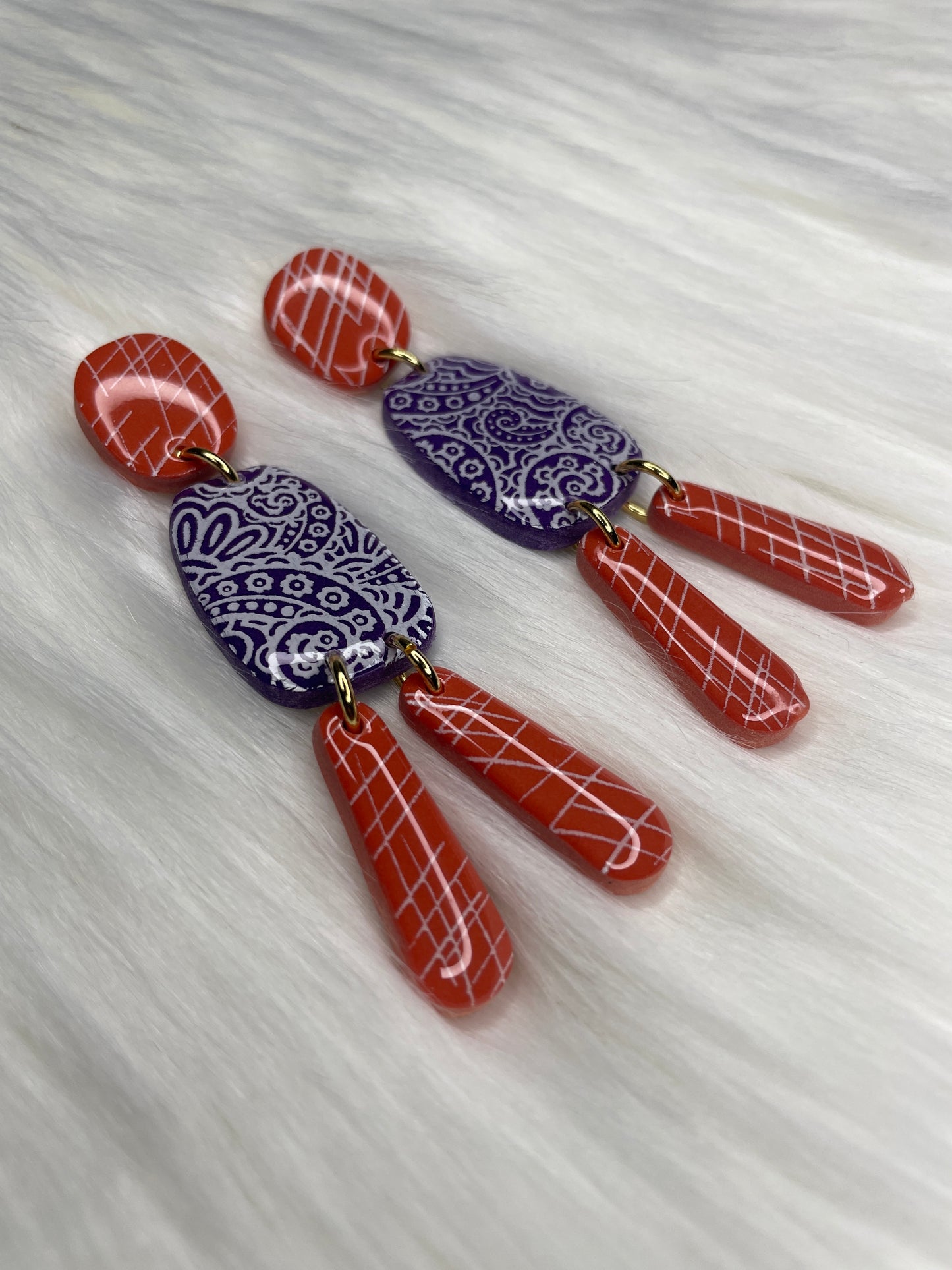 Three tiered paisley dangles | Gameday earrings | Fall earrings