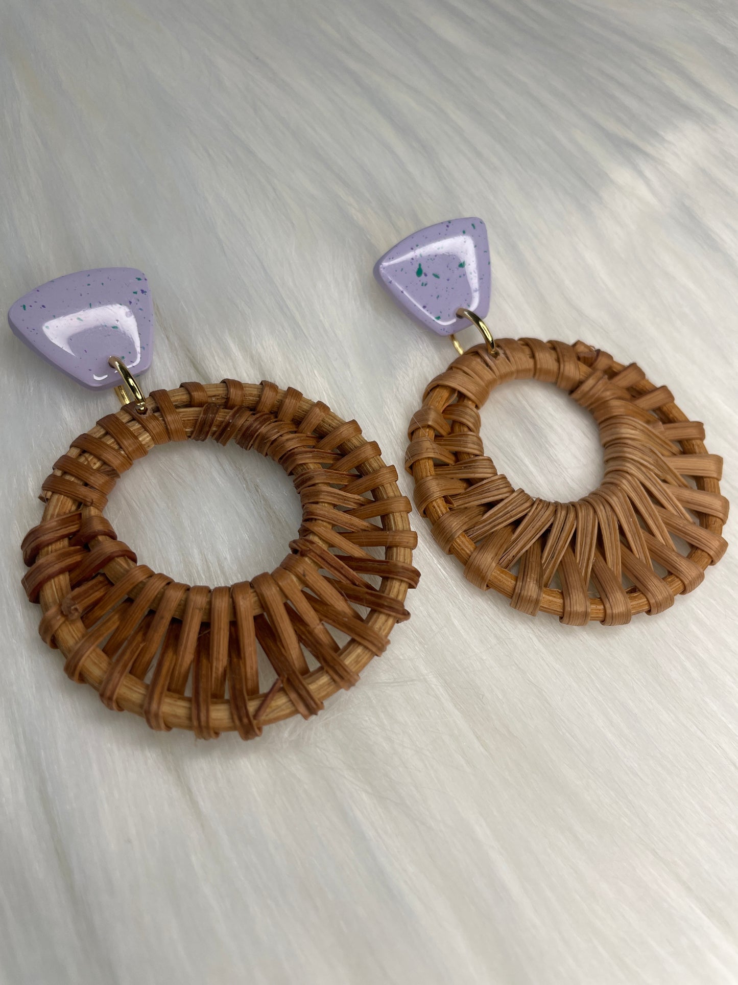 Purple and rattan dangles